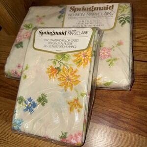 Vintage Springmaid Double Flat Sheet & 2 Standard Pillowcases Brand New NOS